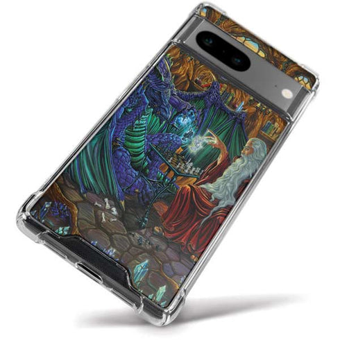 Dragon and Wizard Playing Chess by Ed Beard Jr Google Pixel 8a Clear Case
